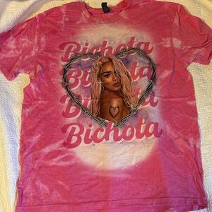 Pink Karol G Bichota Graphic Tee with Heart Design